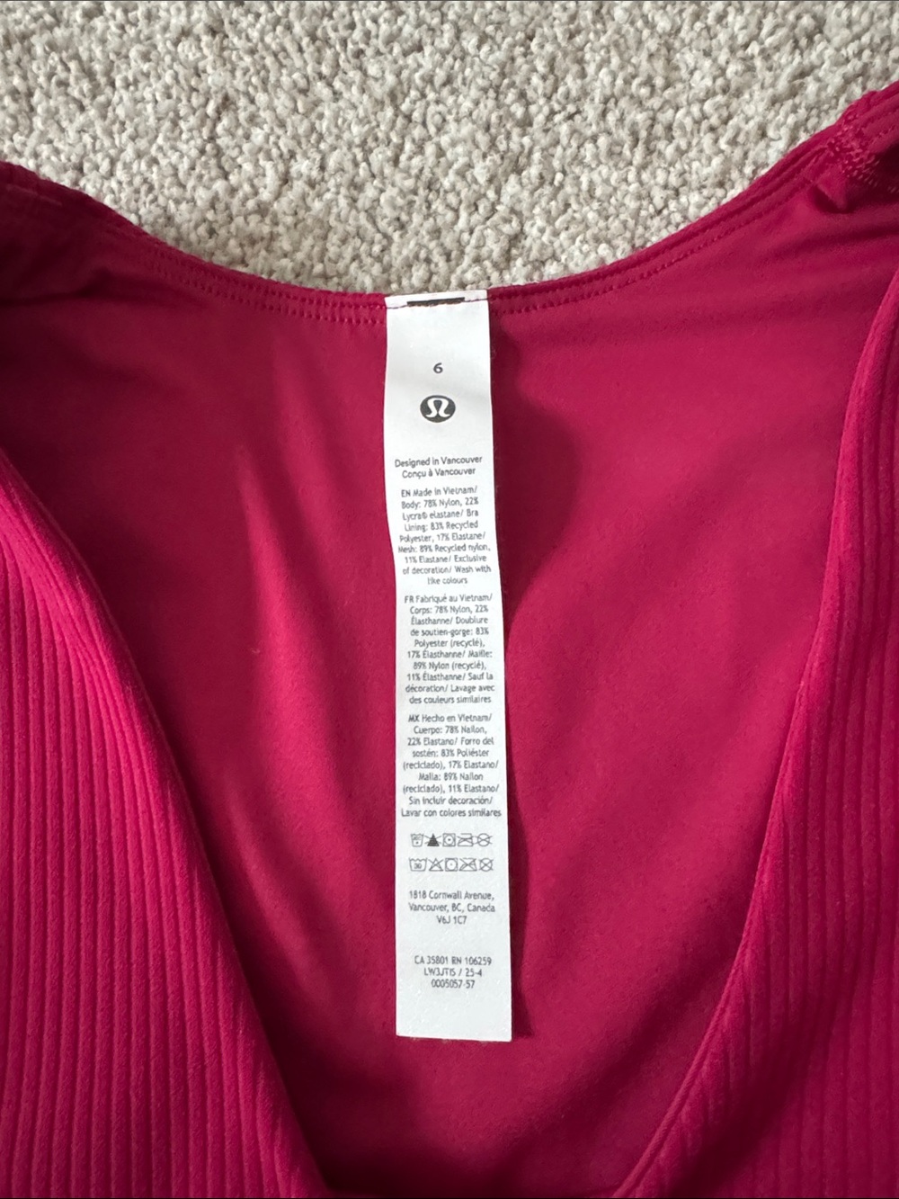 lululemon athletica Ribbed Long Sleeve V-Neck Top - Raspberry Red - Picture 2 of 5